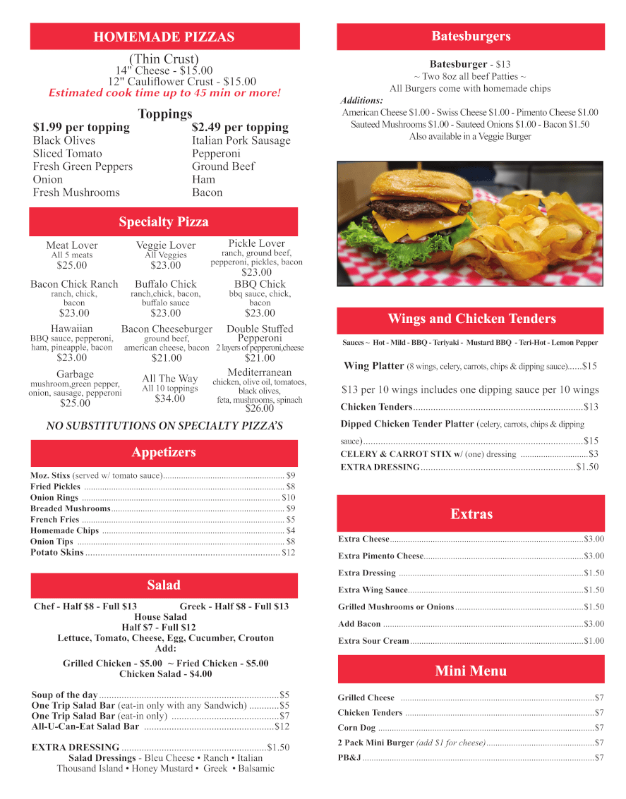 Image of Wiz's Eatery Menu Page 1.  Click to view PDF menu.