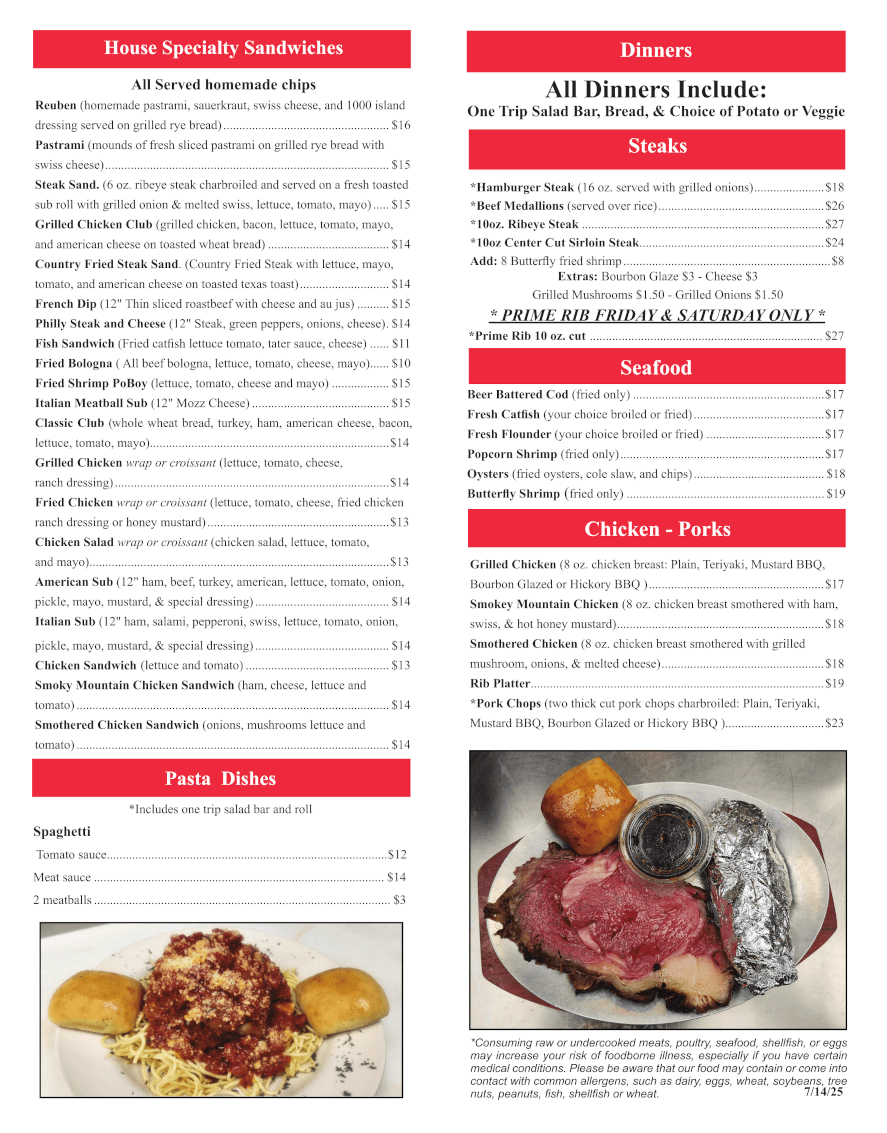 Image of Wiz's Eatery Menu Page 2. Click to view PDF menu.