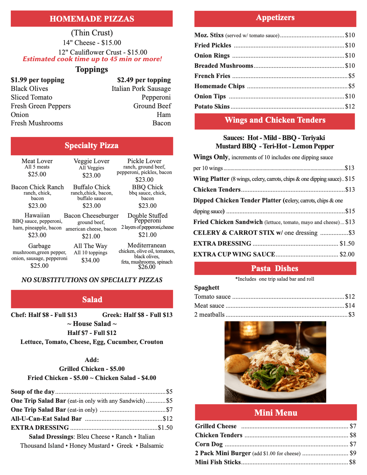 Image of Wiz's Eatery Menu Page 1.  Click to view PDF menu.
